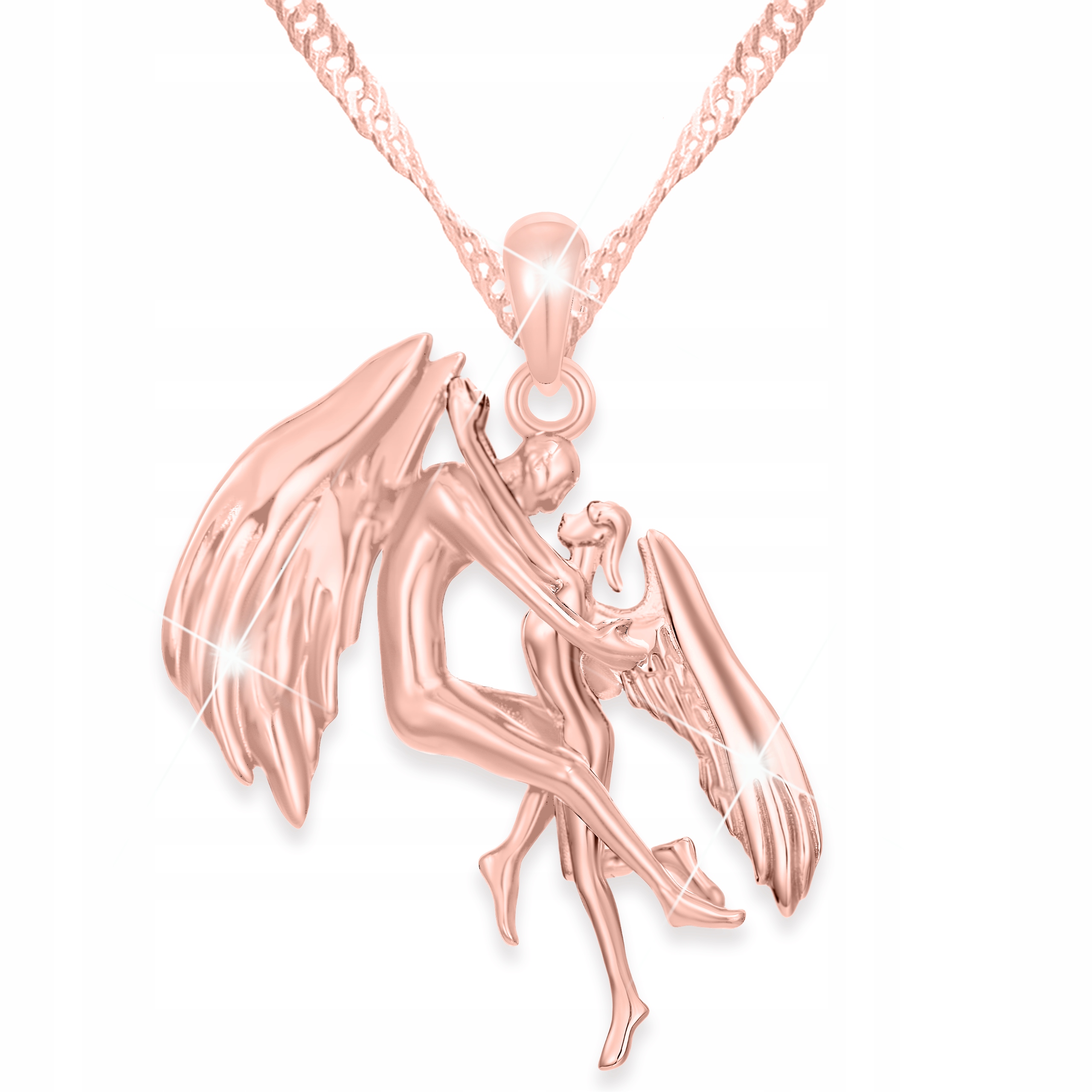 Náhrdelník Pozlacený Anděl Objímání Věčná Láska Andělé Stříbro 925