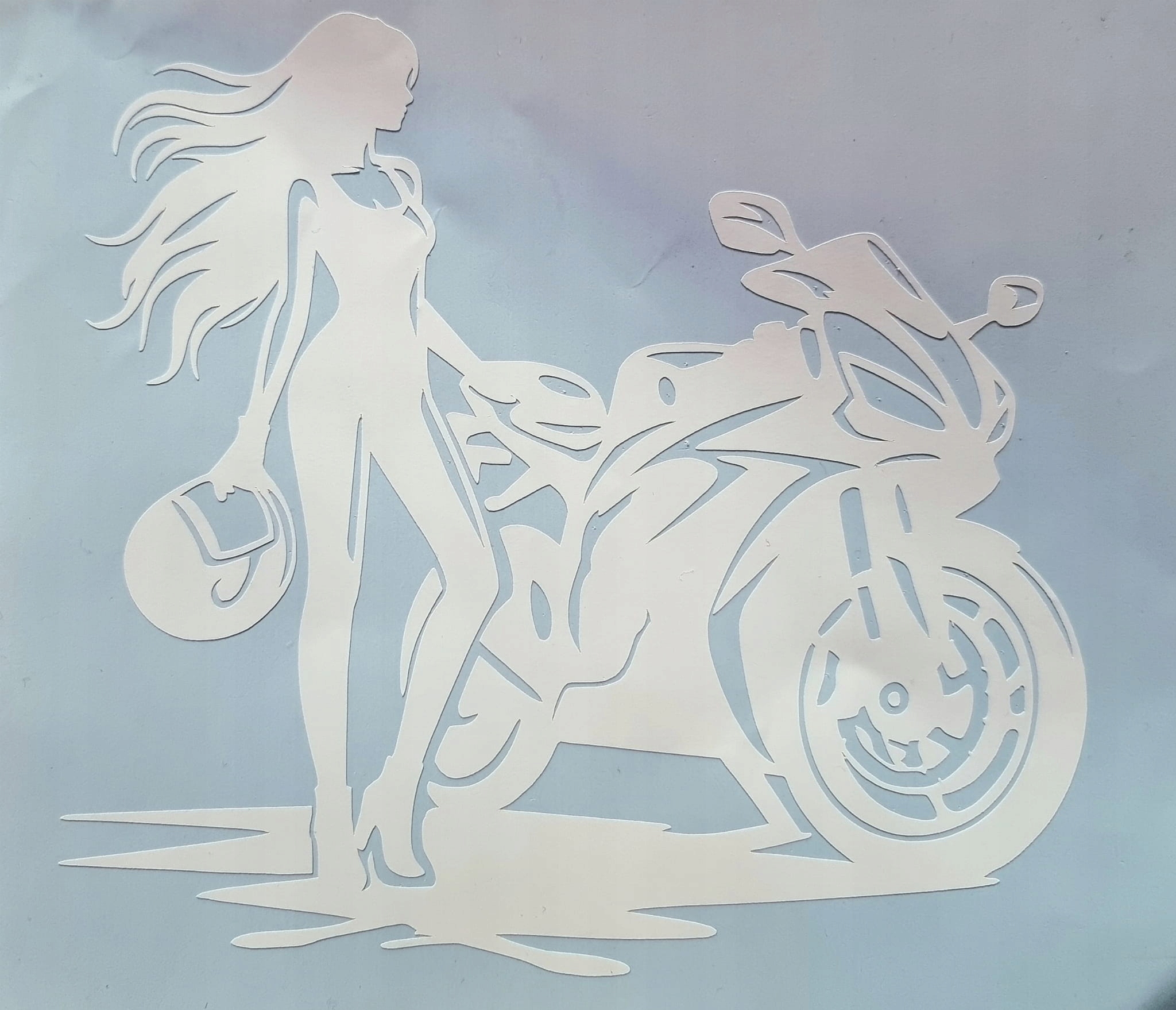 MOTOCYKL MOTOCYKLISTA - Naklejka na samochód na auto KOLOR - W02