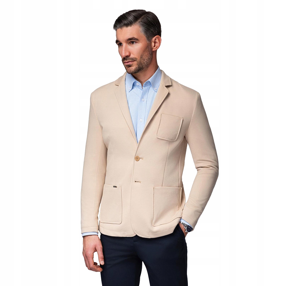 Pánská sako Slim s jemnou strukturou béžová V5 OM-BLZB-0101 M