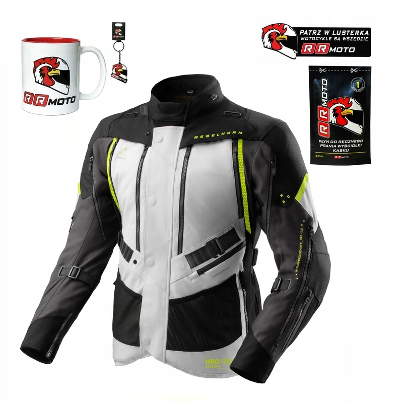 Turistická motocyklová bunda Rebelhorn Hardy 3.0 Grey Fluo Yellow Darček