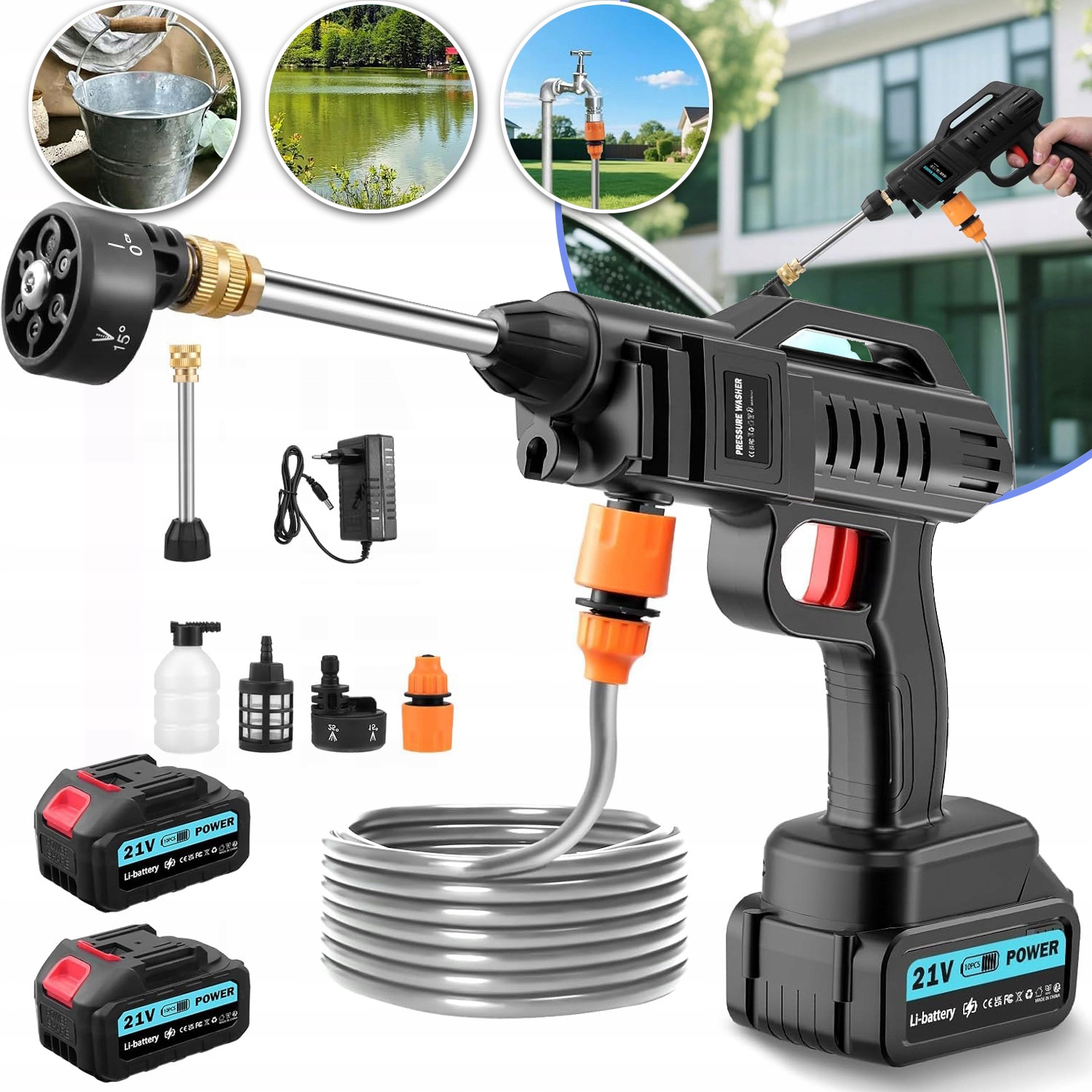 Akumulátorová Vysokotlaká Myčka, Vodní Pistole Pro Auto, Terasu
