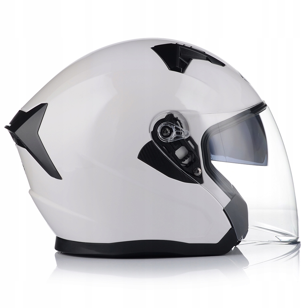 Otwarty Kask Motocyklowy Biały Połysk Skuter Chopper Homologtacja Blenda XL