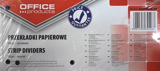 

Przekładki do segregator mix Office 235x105mm