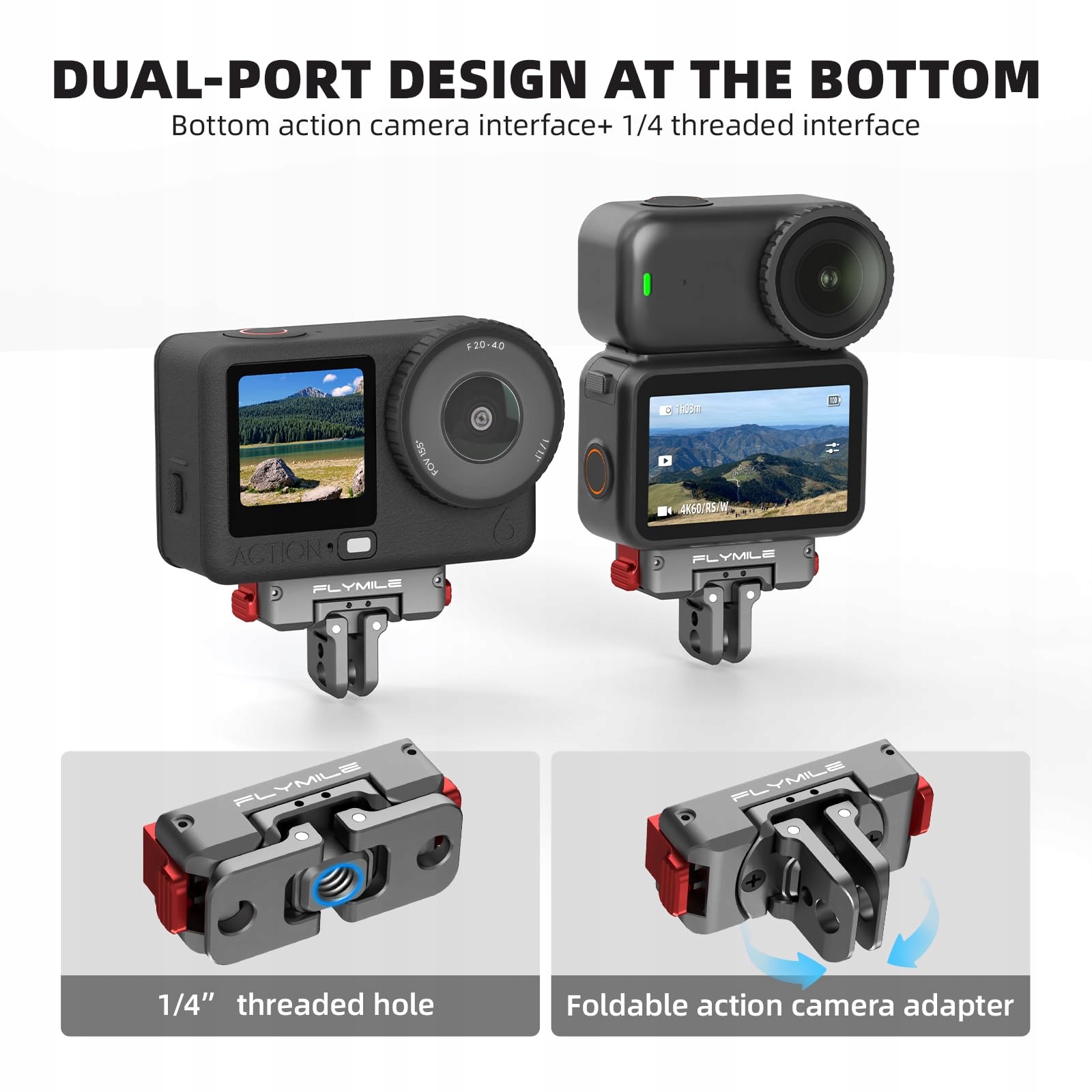 Adapter Szybkozłączka Do DJI Osmo Action 6 360 Stopni 1 4 Cala BRDRC — miniatura 6