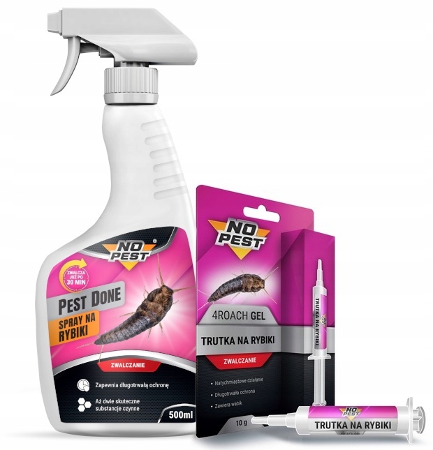 ŚRODEK SPRAY OPRYSK + PREPARAT TRUTKA ŻEL NA RYBIKI I SREBRZYKI NO PEST