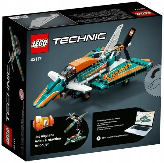 LEGO TECHNIC SAMOLOT WYŚCIGOWY ODRZUTOWIEC 2 W 1 RUCHOME ŚMIGŁA DUŻY HIT Liczba elementów 154 szt.