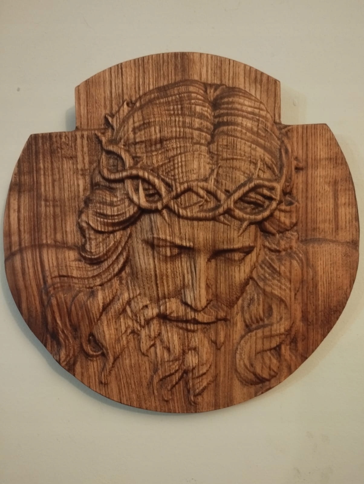 Płaskorzeźba drewno Jezus medalion prezent