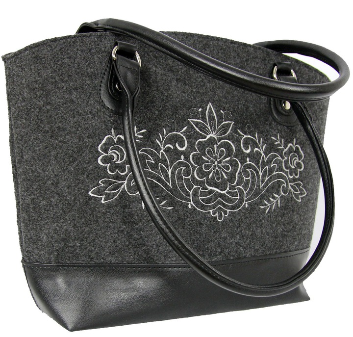 FILCOWA TOREBKA SHOPPER Z HAFTEM - ŁÓDKA Z FILCU