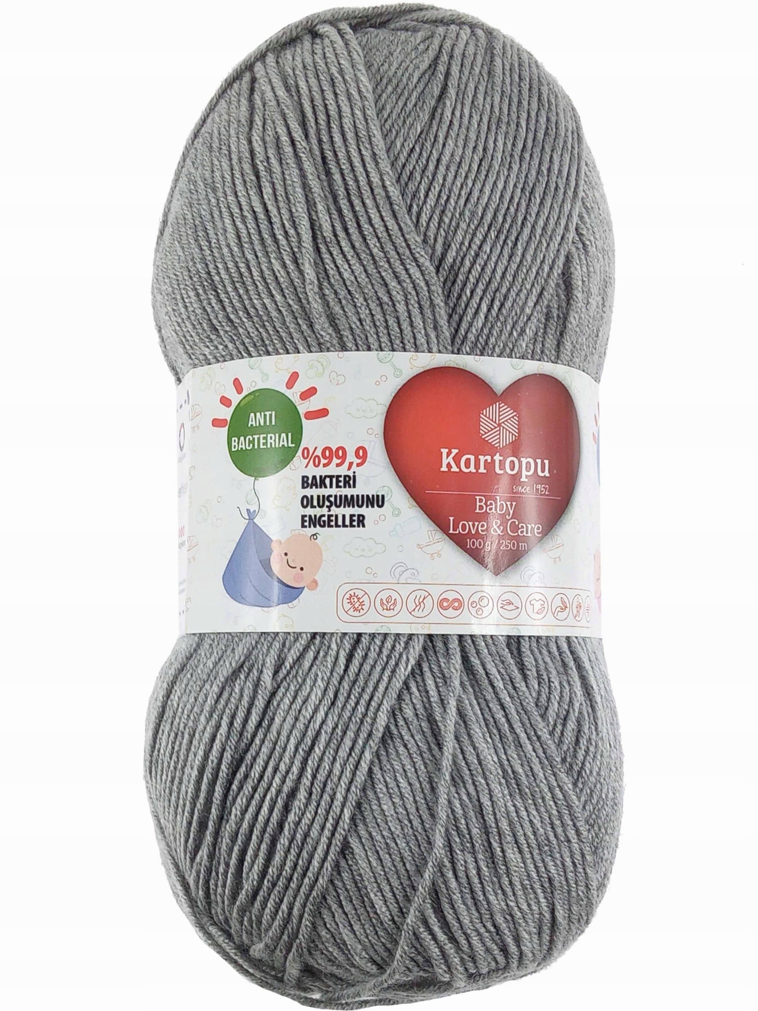 Włóczka Kartopu Baby Love&Care 1000 szary
