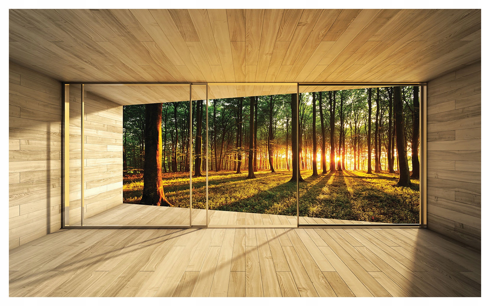 Tapeta Slnečný les Ráno Západ Lúče prírody vinylová 254x184 lepidlo