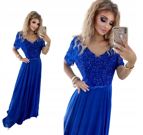 

Sharon Rękawek Chabrowa Długa Sukienka ślub L