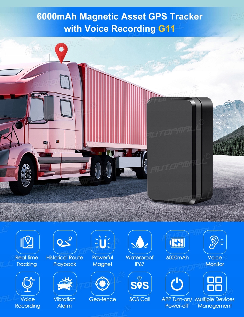 Lokalizator GPS Nadajnik Alarm Gsm Samochodowy AT4 Model g111