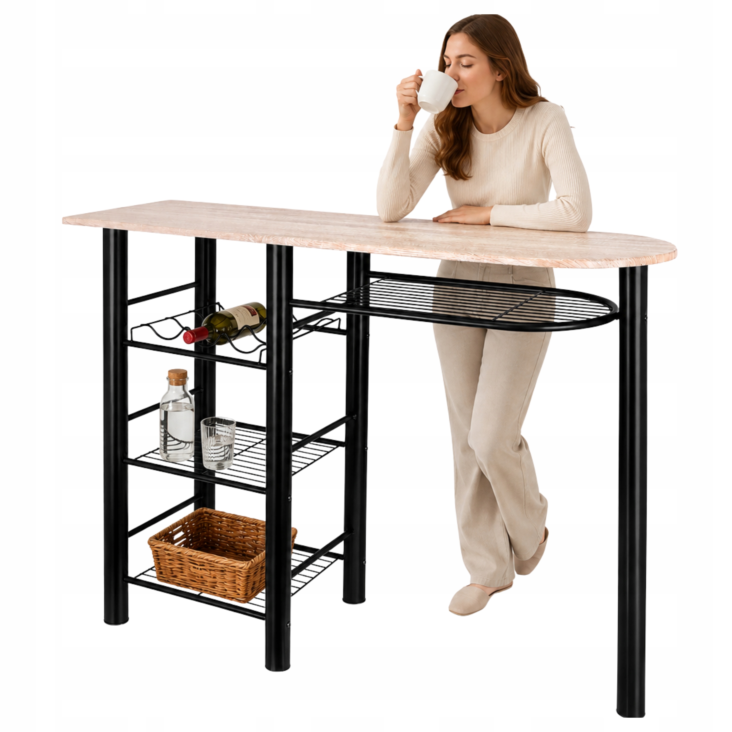 Wyspa kuchenna Dgl Meble metalowa Czarny Sonoma 114x40 cm