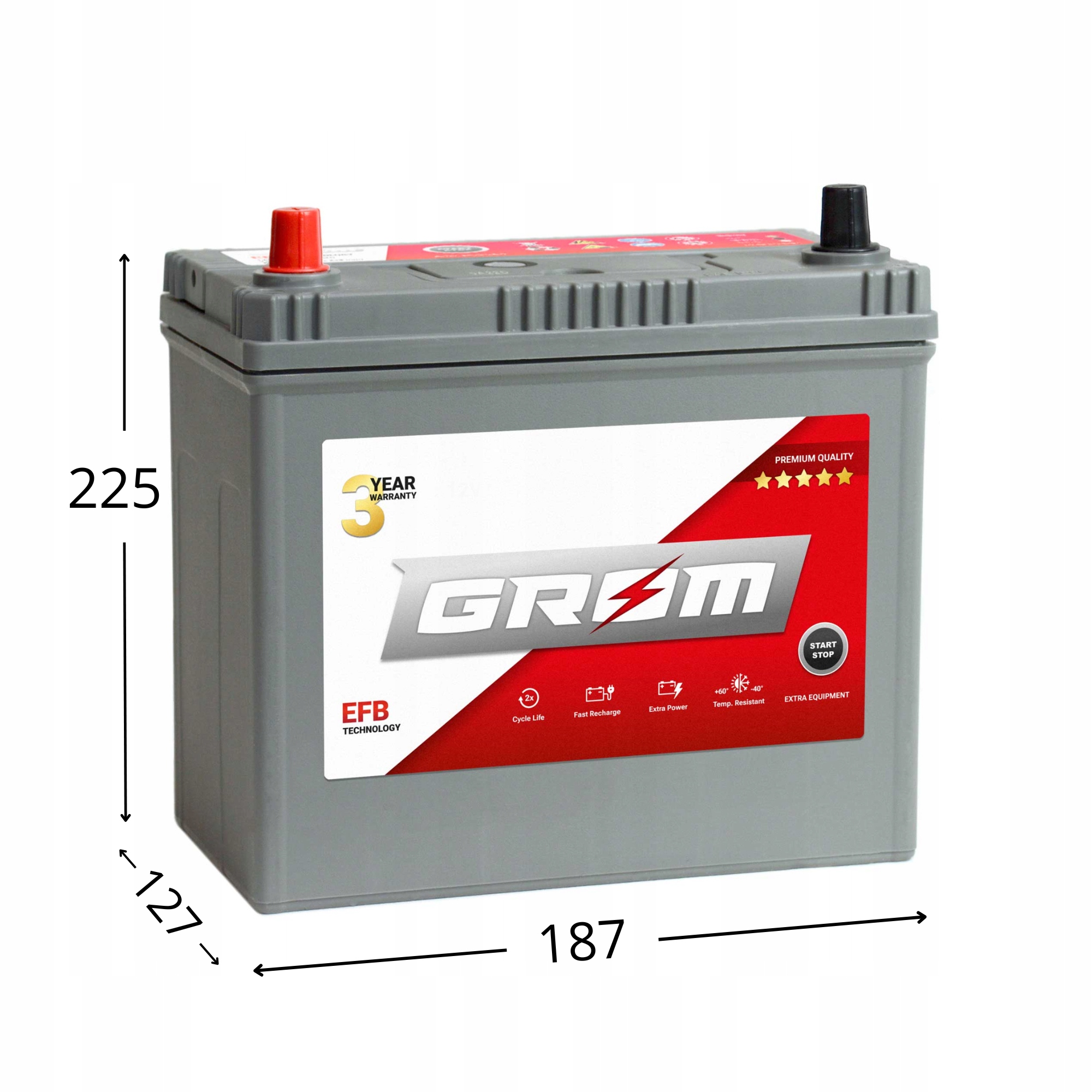 Akumulator GROM EFB START&STOP 40Ah 420A Japan Lewy Plus DTR Numer katalogowy części grom efb 40ah l+