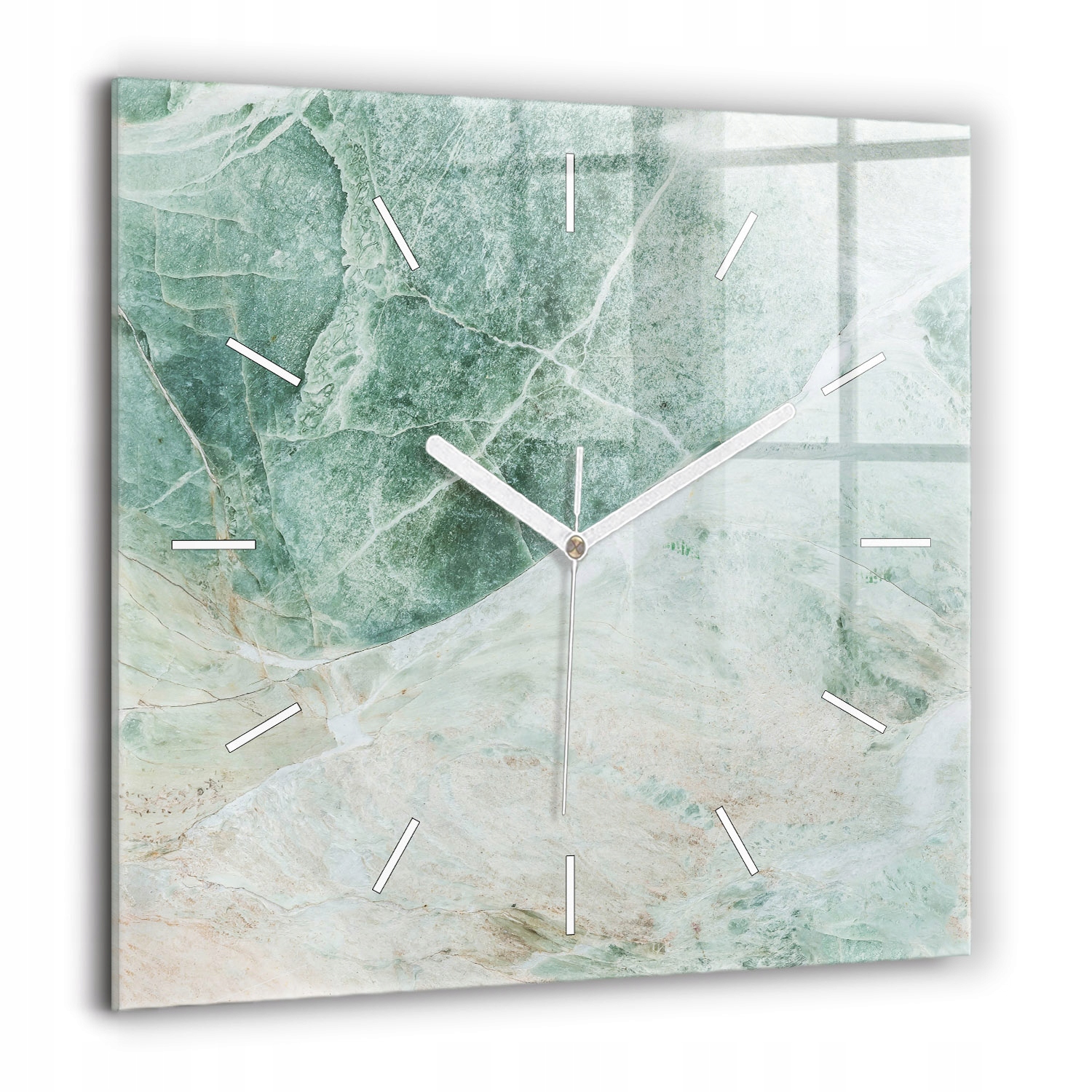 Nástěnný čtvercový skleněný hodinový stroj s mramorovým vzorem Kámen Textura 60x60 cm