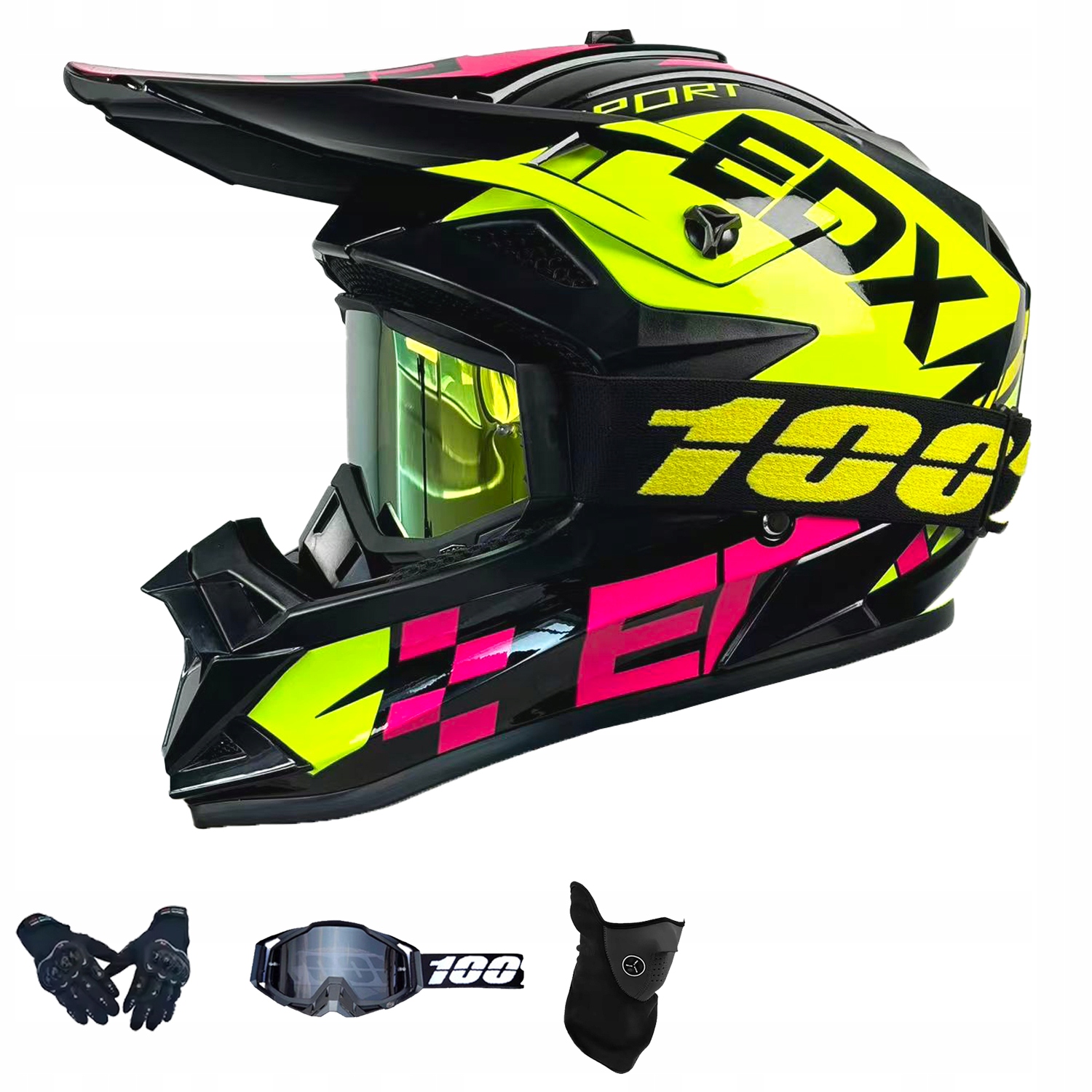 Helma Na Elektrickou Koloběžku Cross Enduro Quad Bmx Helma Brýle Rukavice M