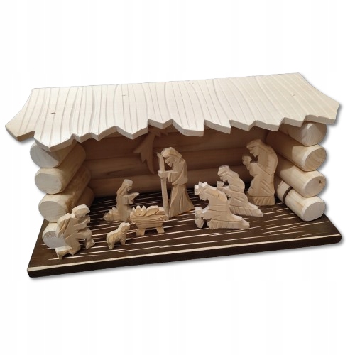 Drevená betlehemská veľká vyrezávaná socha na Vianoce ručná práca