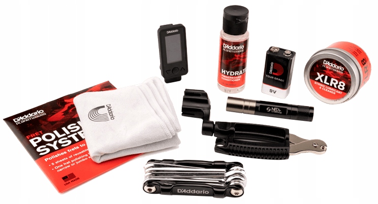 Sada pro kytaru, ladička Multi-tool, indikátor strun, čisticí prostředky Daddari