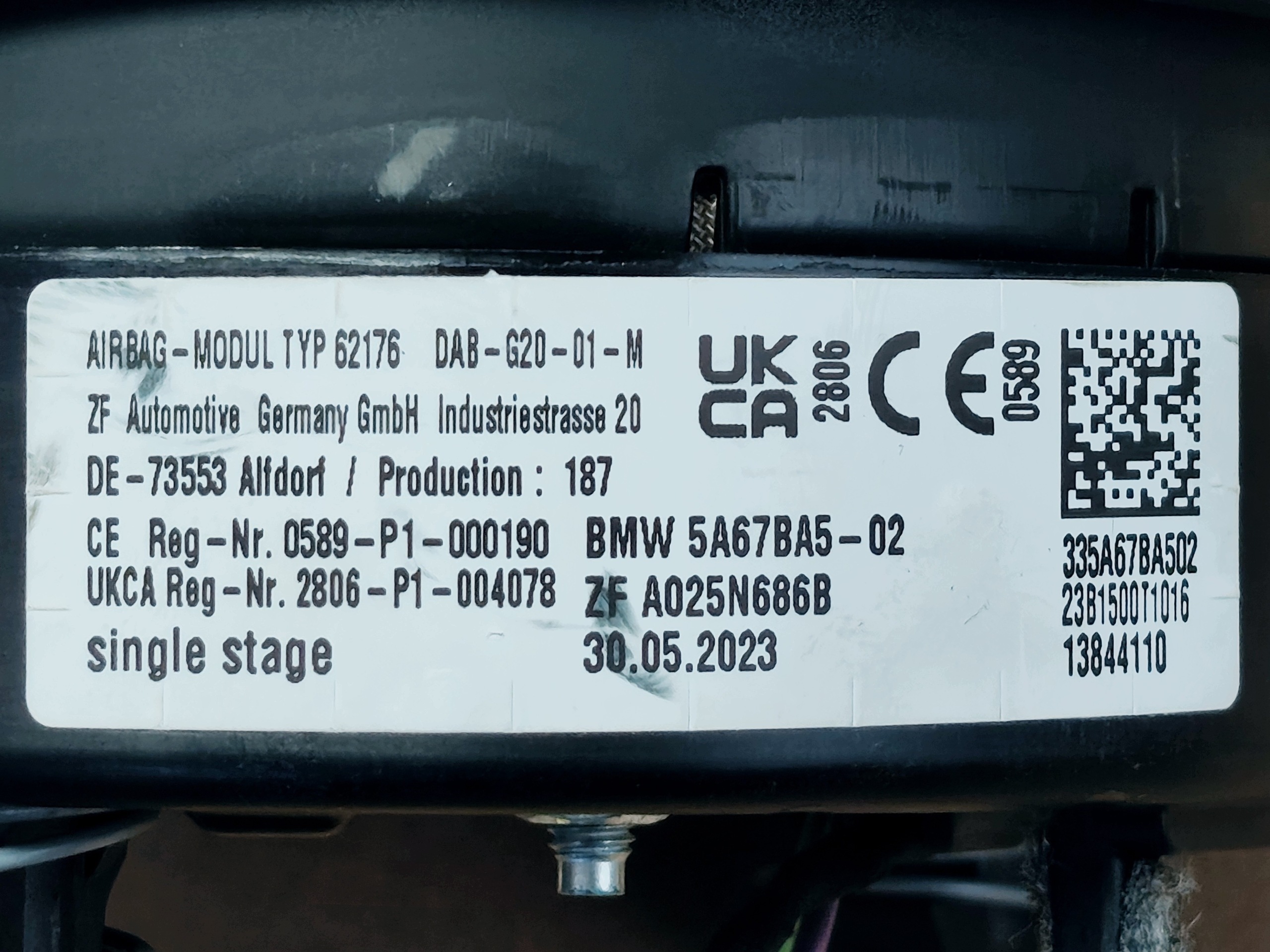 BMW 3 G20 G21 m-packet airbag KIEROWCA 72125A67BA5