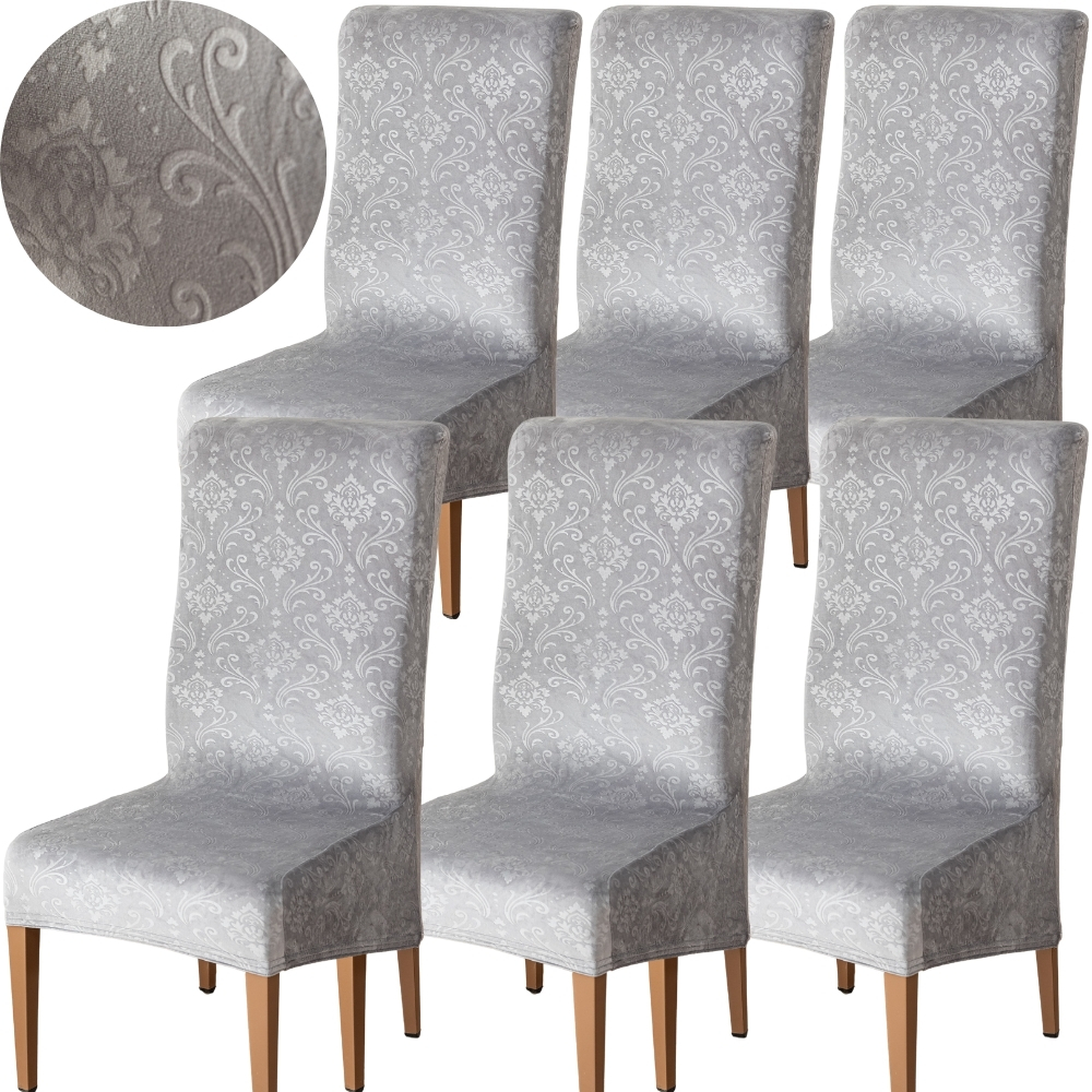 Sada 6 Ks Potahů Na Židle Velurové Prodloužené Židle Velurové Oeko-tex