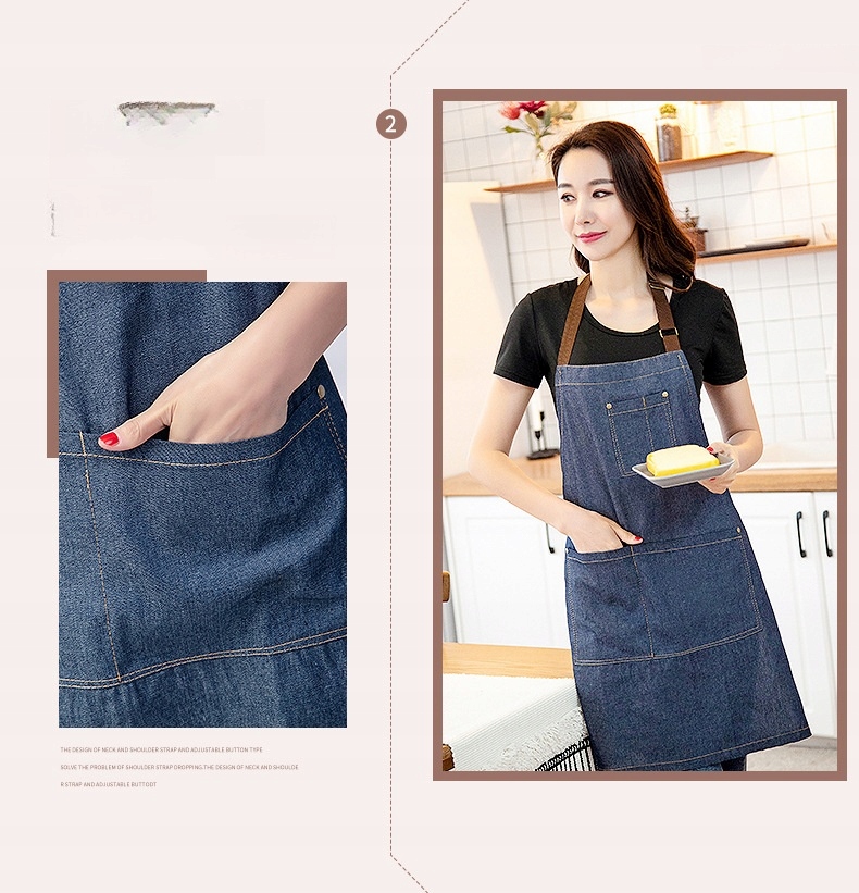 REGULOWANY JEANSOWY FARTUCH MODA WISZĄCY FARTUCH ROBOCZY Z KIESZONKĄ NA SZYJĘ Rodzaj inny