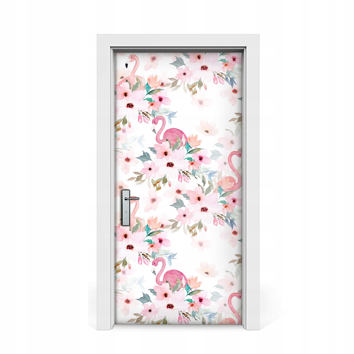

Naklejka na drzwi okleina Różowe flamingi 95x205