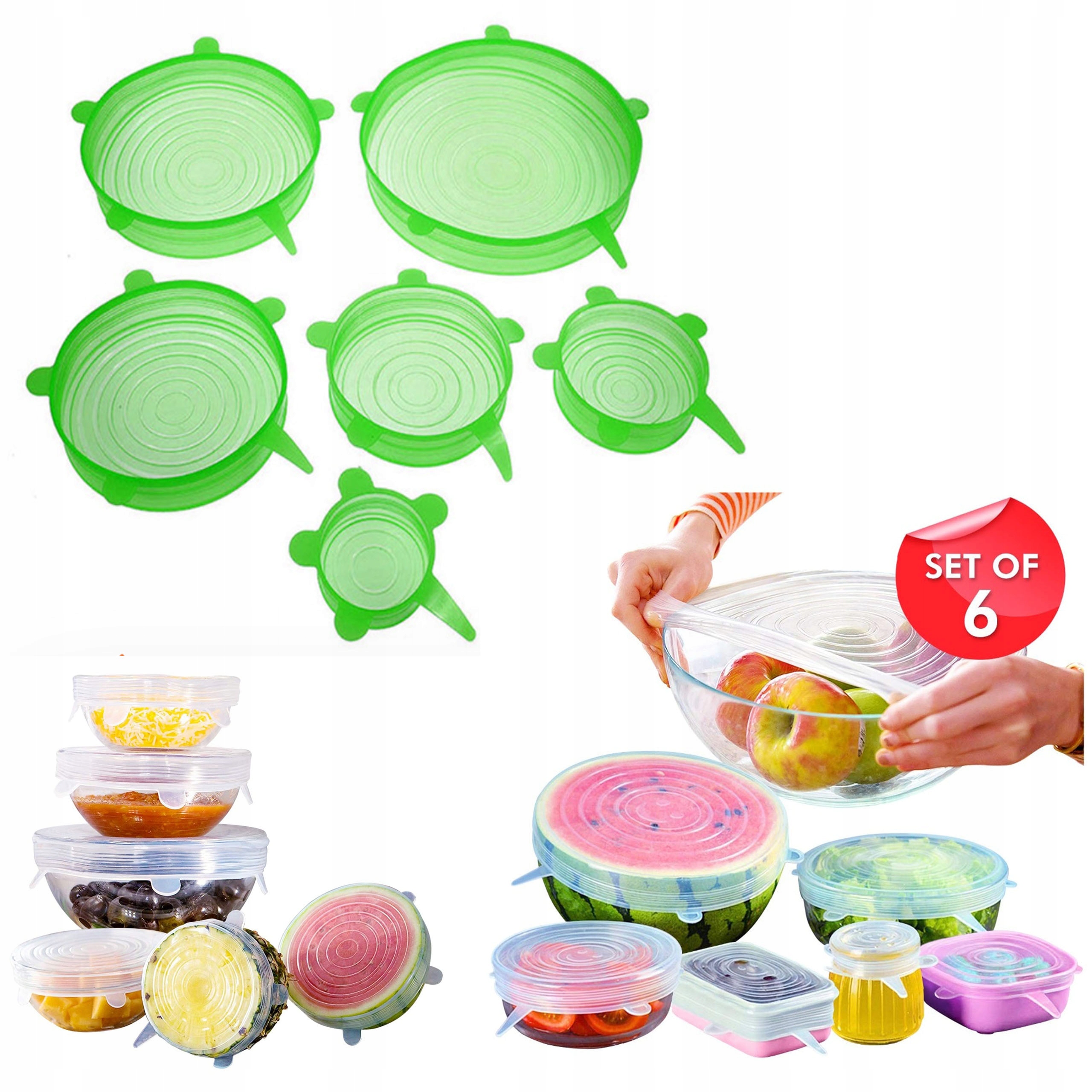 

Uniwersalne Pokrywki Silikonowe Do Żywności 6 szt.