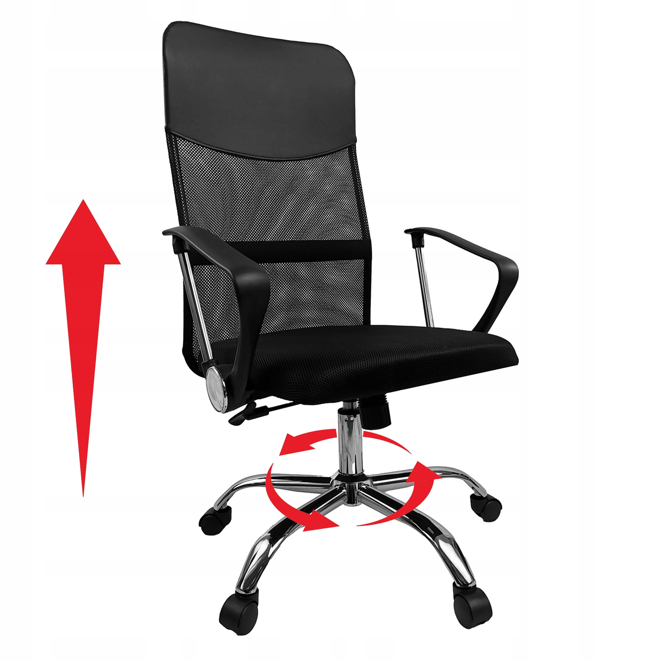 WYGODNE KRZESŁO BIUROWE OBROTOWE FOTEL KOMPUTEROWY REGULOWANY KB101 CZARNY Marka Kontrast