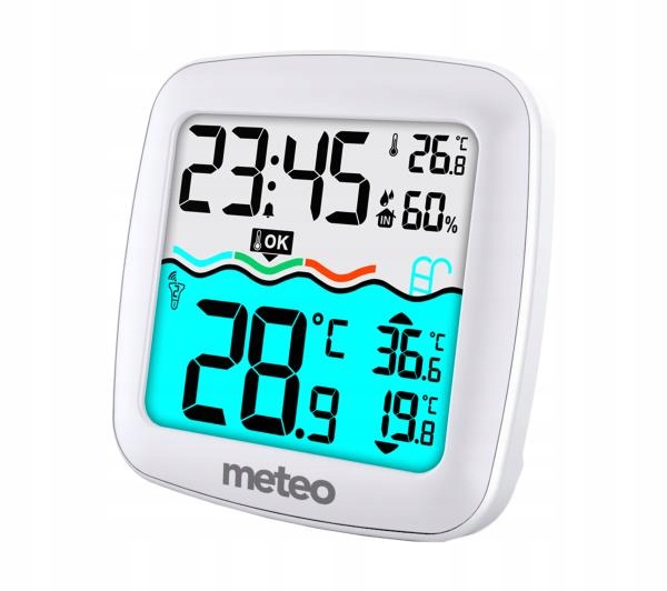 Termometr basenowy Meteo TB 2 bezprzewodowy Pomiar temperatury Alarm Zegar Producent Meteo