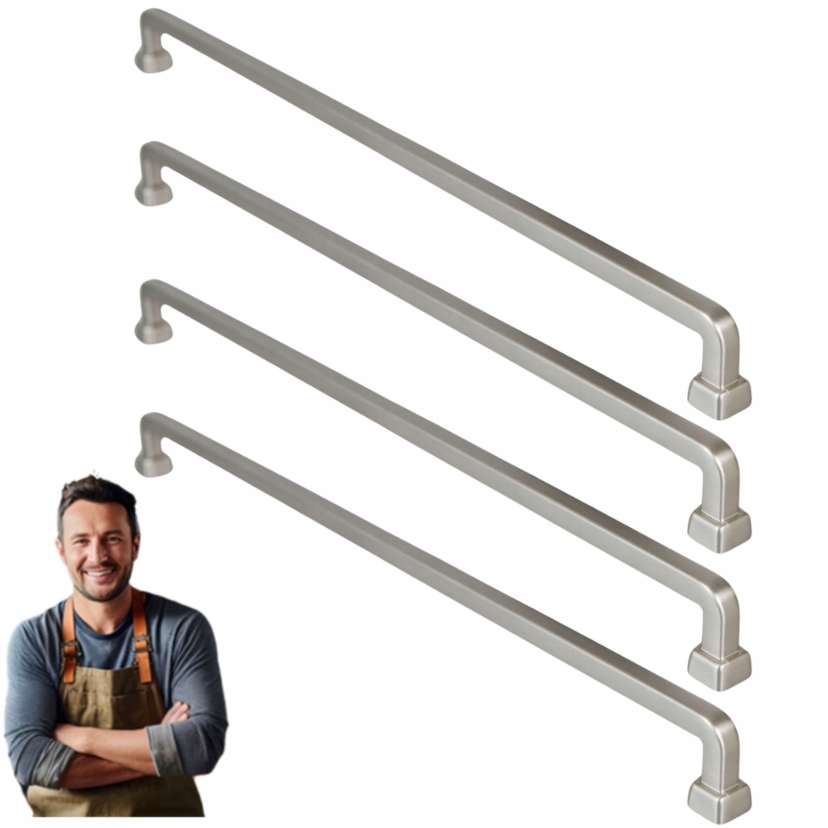 Nábytkový držiak na skrinku Tulia 320 mm Inox, brúsená oceľ, 4 ks