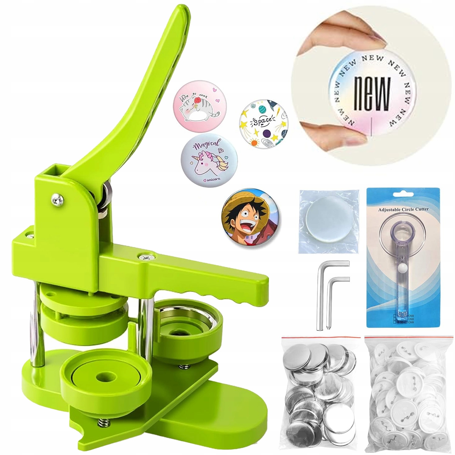 ZESTAW XXL DIY MASZYNA DO ROBIENIA PRZYPINEK BASIC PRASA +100 PINÓW DC109