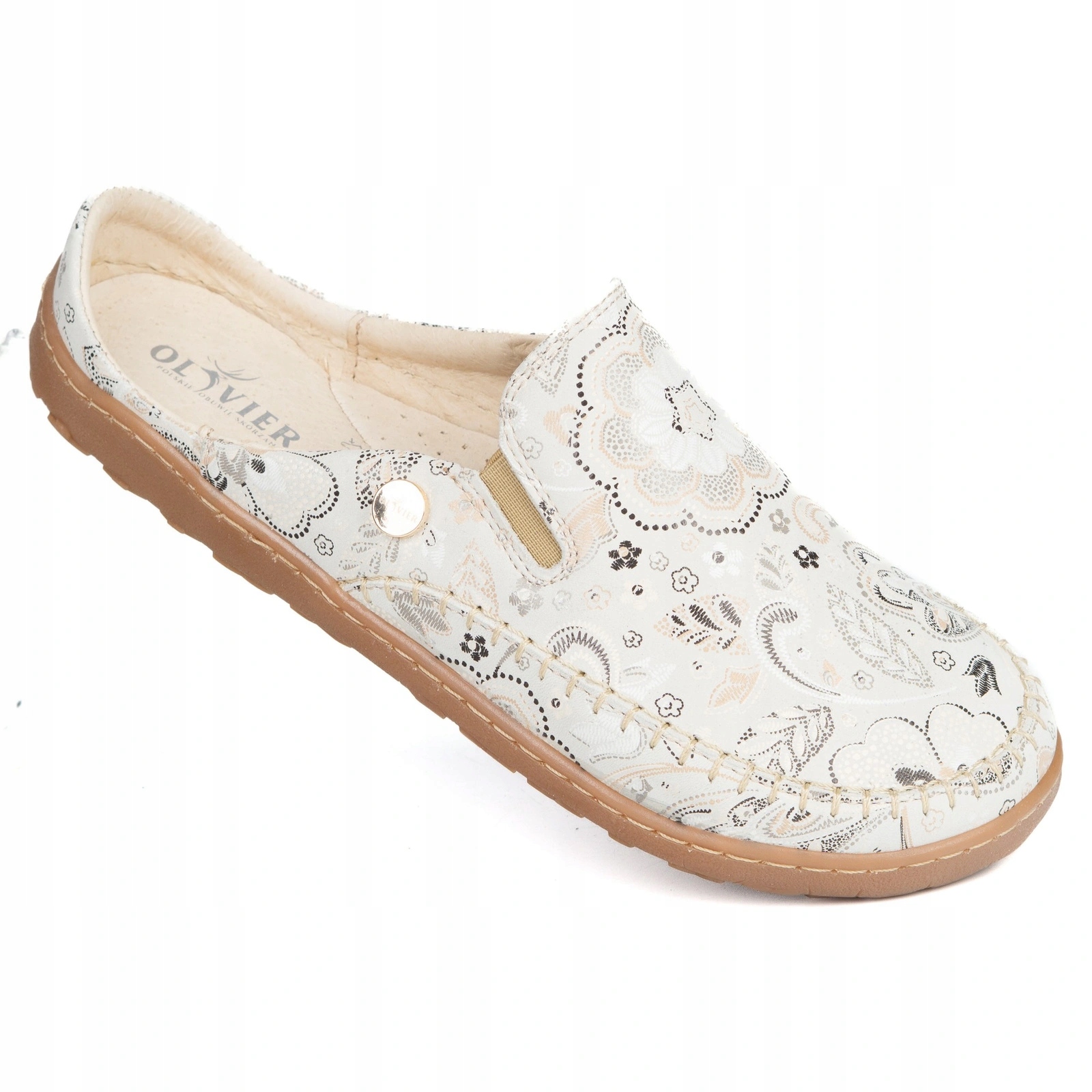 Boty Barefoot Nazouváky nazouvací kožené Olivier Milo květy bílé 36