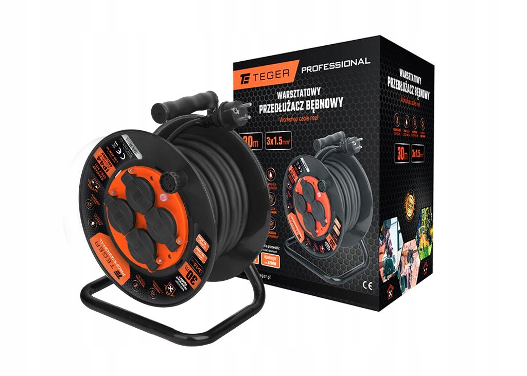 Predlžovací Kábel bubnový, dielenský Professional, 3X1,5 mm, IP44, H05RR-F, cert