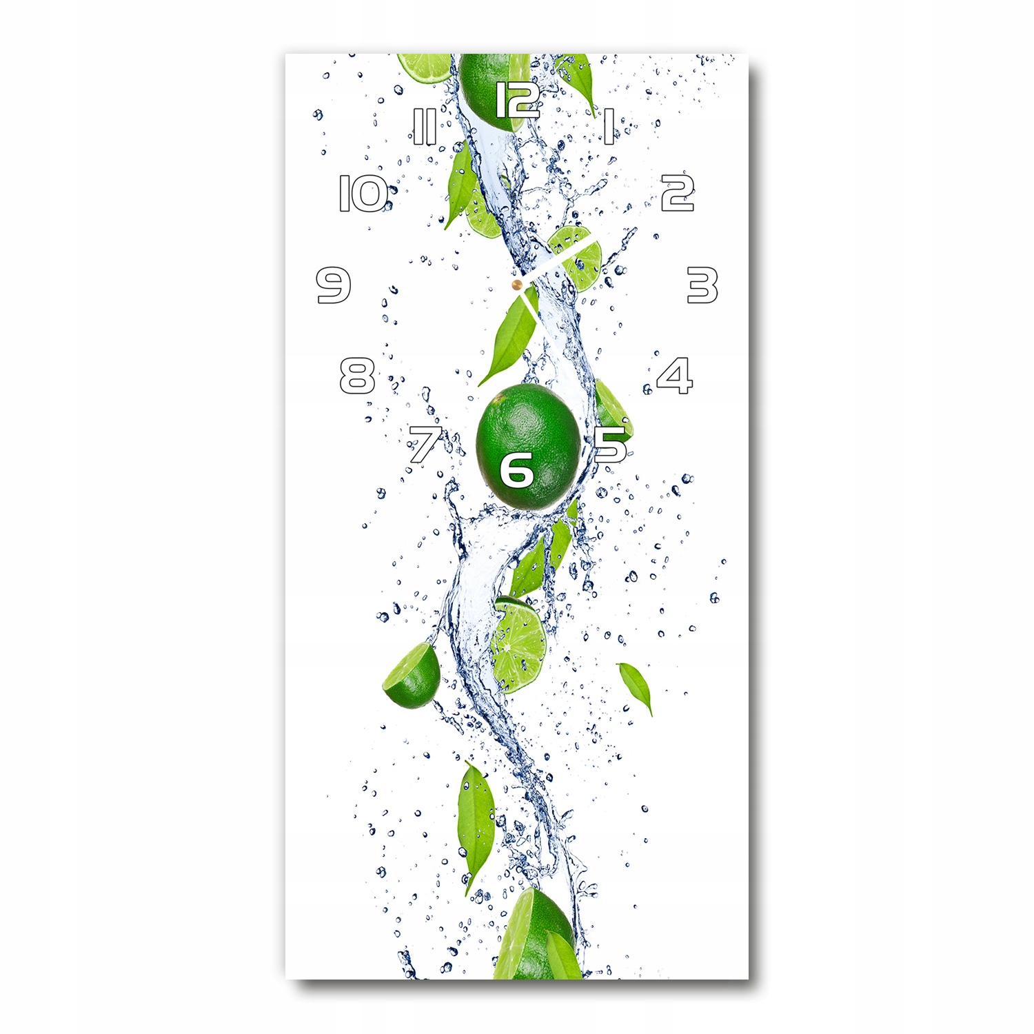 

Nowoczesny pionowy szklany zegar Limonka 30x60 cm