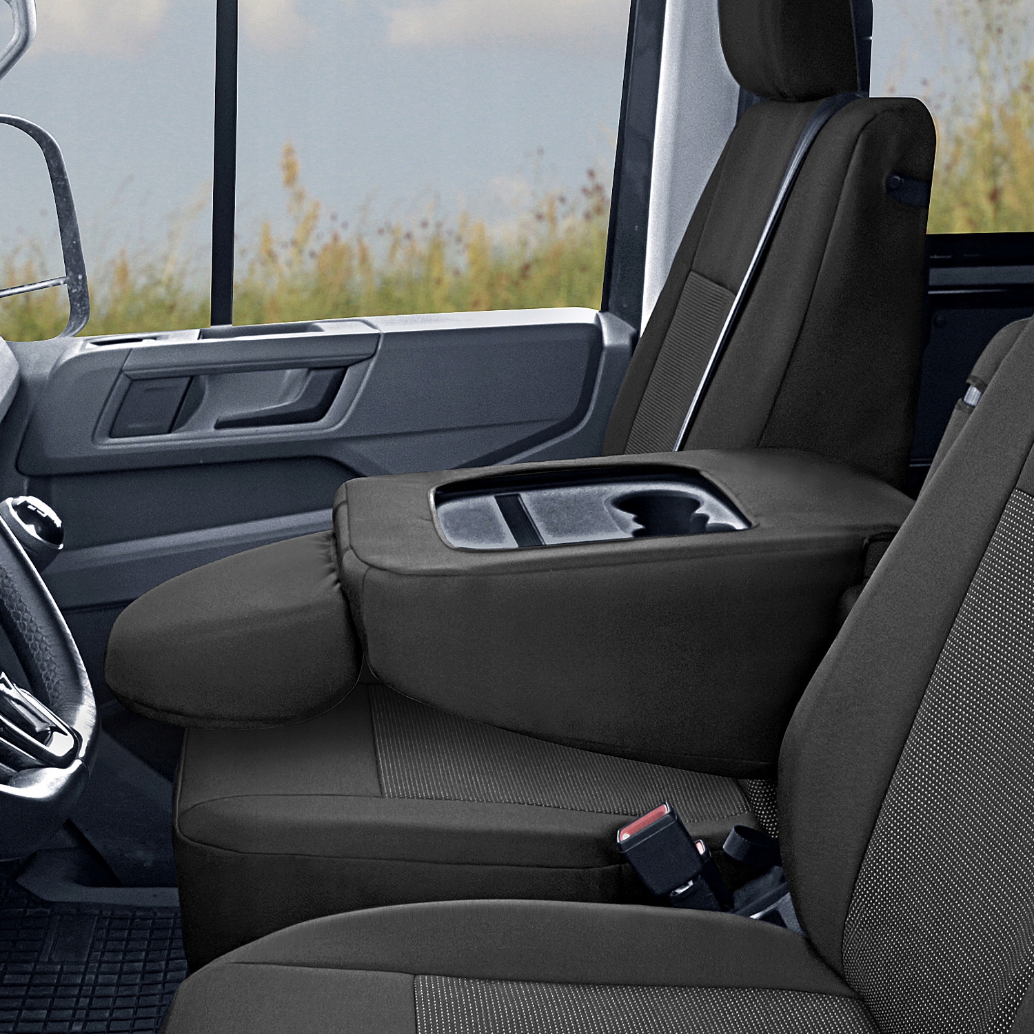 MAN TGE 3 osoby od 2017 pokrowce MIAROWE PREMIUM Kolor grafitowy