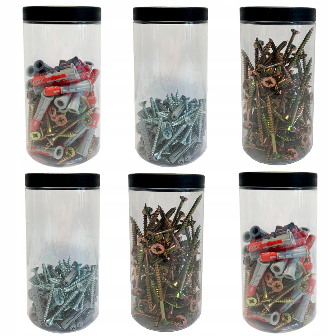 

Pojemnik organizer na śrubki słoiki 500ml x 6