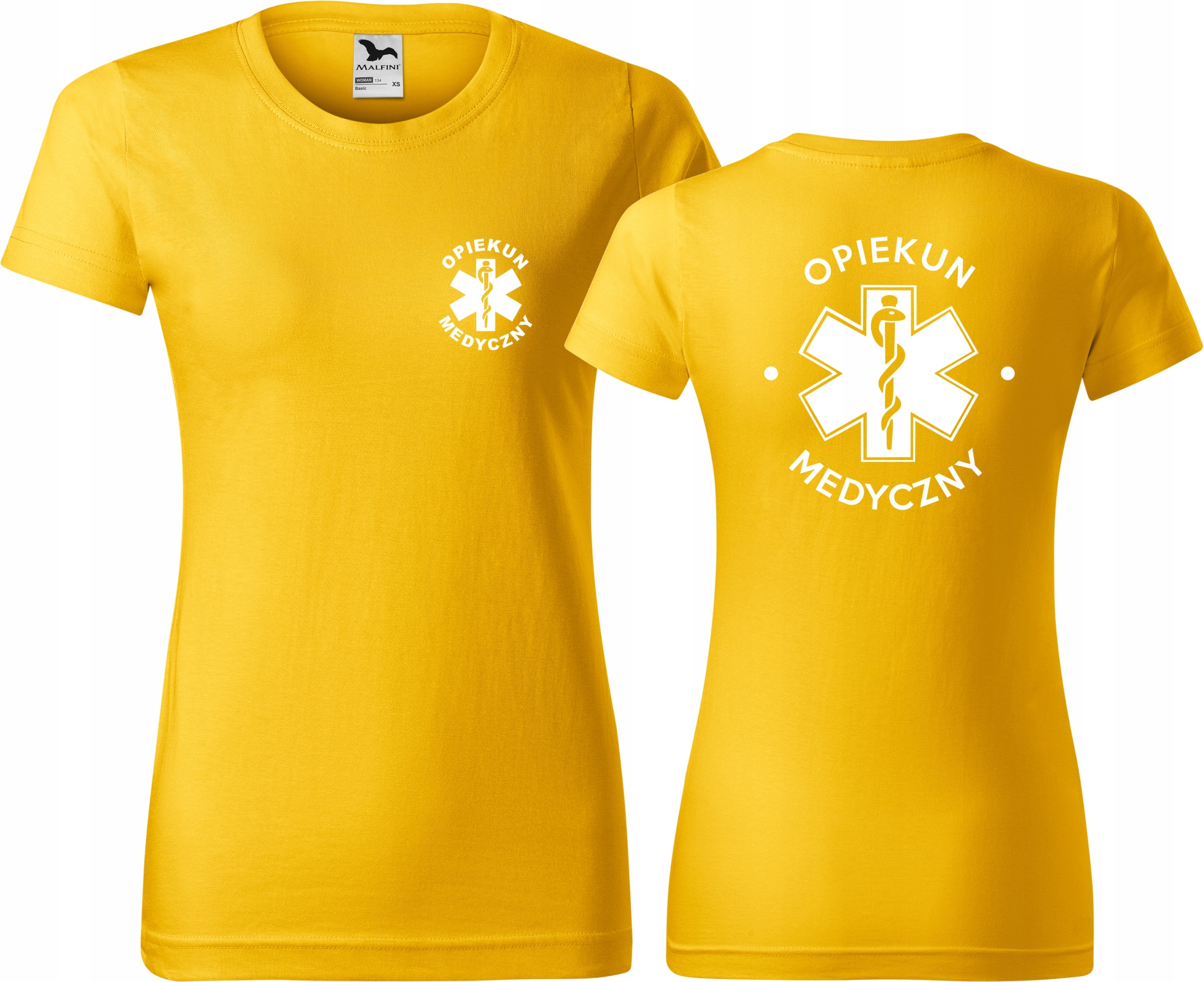 

Damska koszulka medyczna żółta Opiekun Medyczny