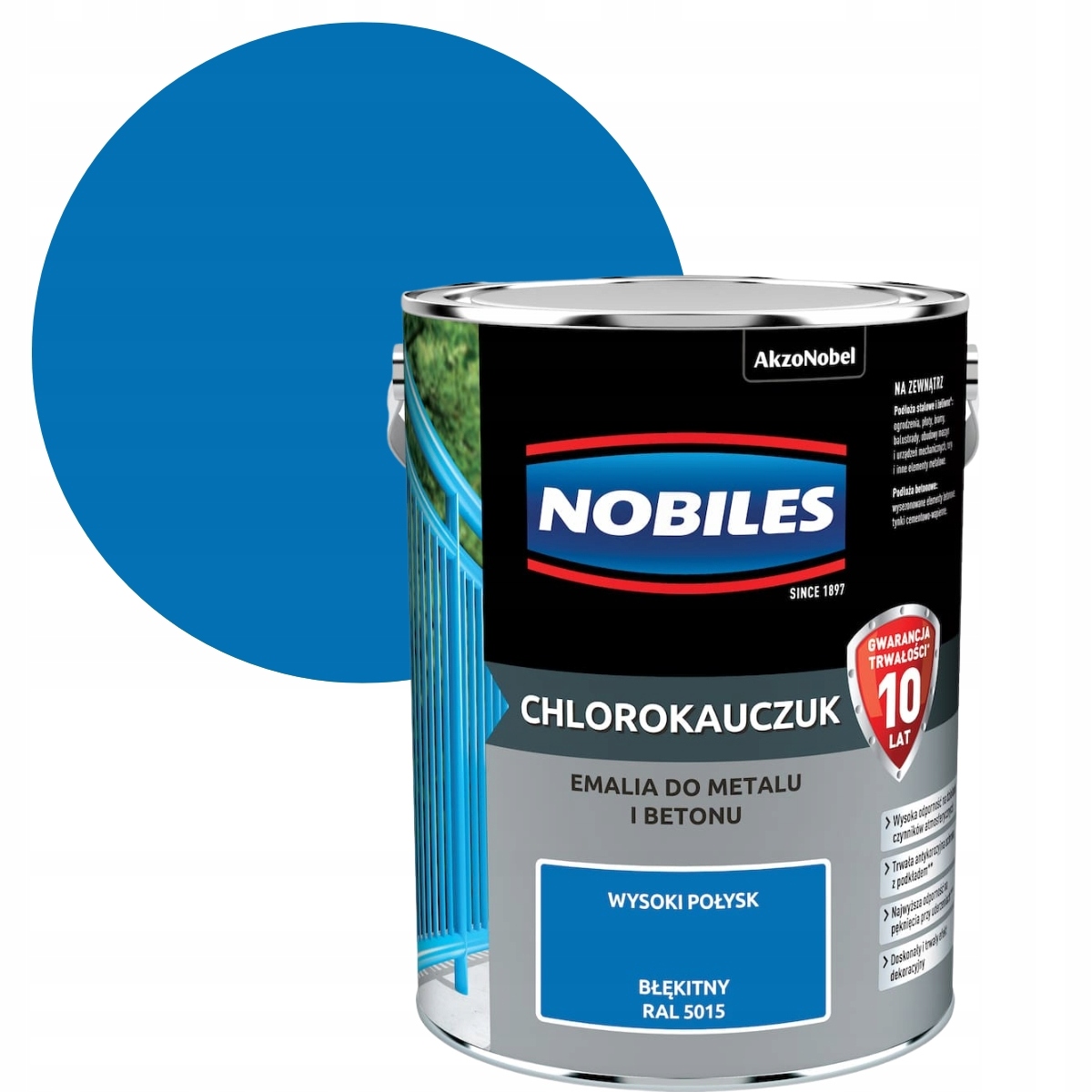 Nobiles Chlorokaučuk Modrý Ral 5015 5L Smalt Na Betonu A Kov