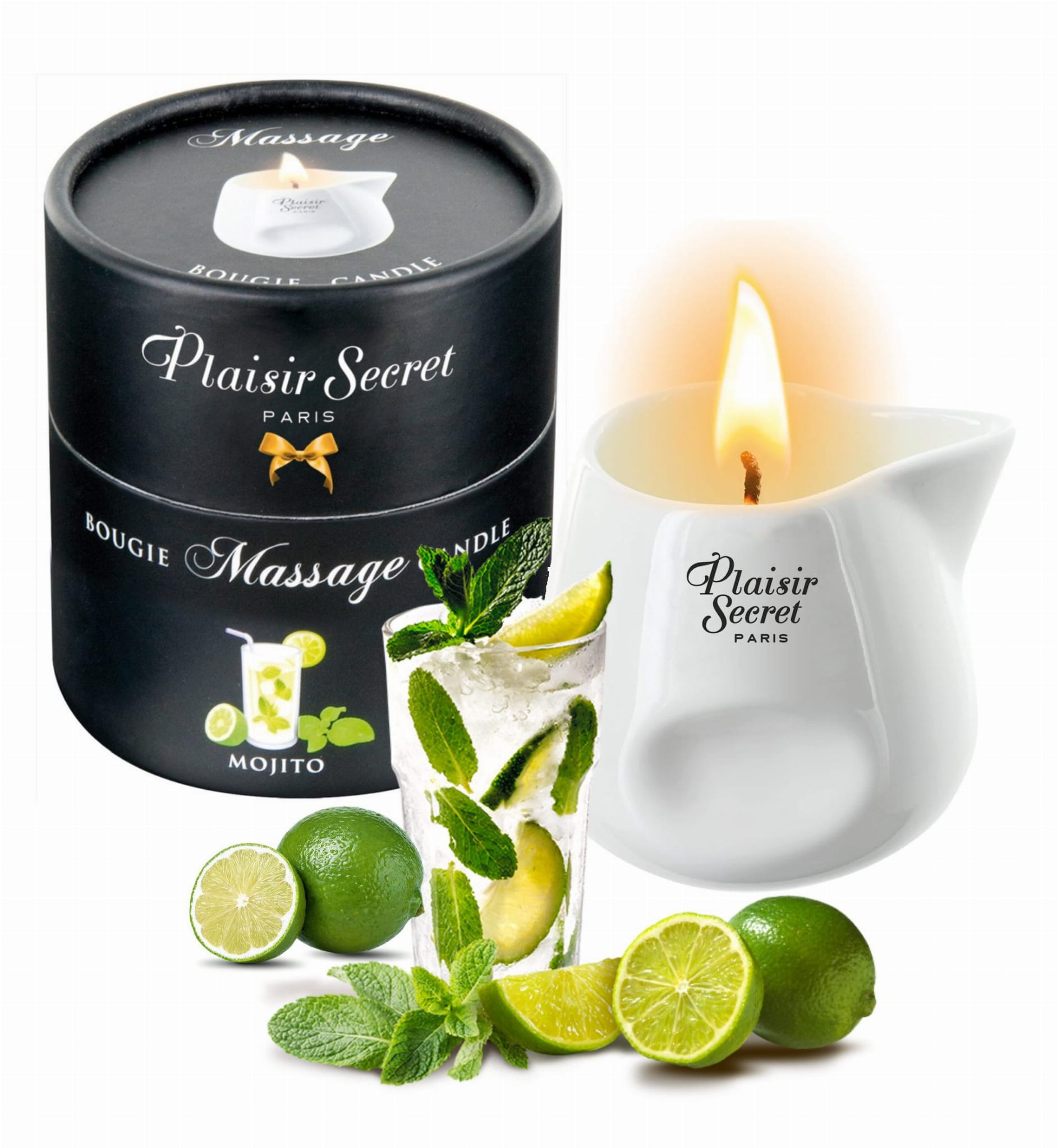 Přírodní masážní svíčka Plaisirs Secrets Mojito 80 ml