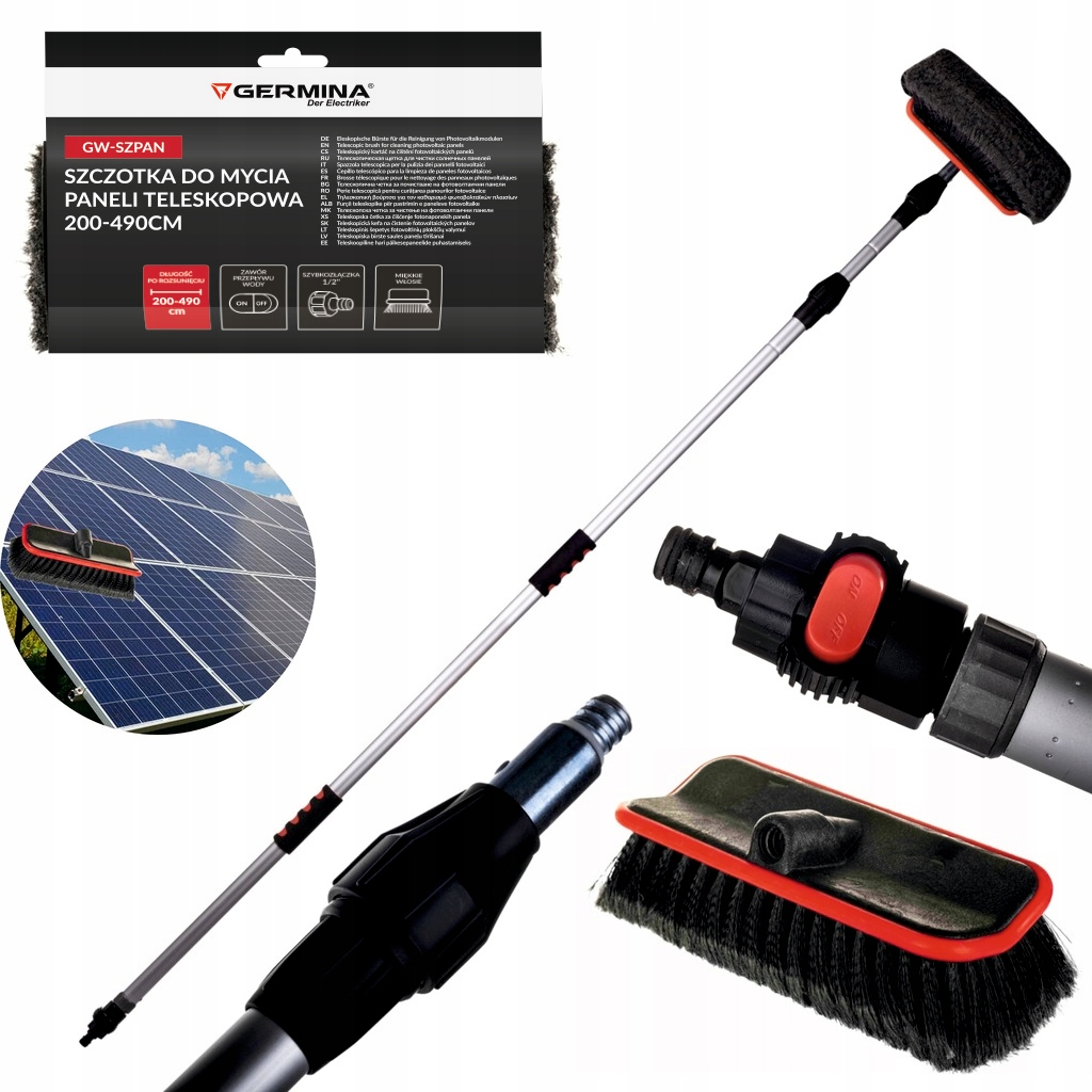 Teleskopický kartáč na mytí fotovoltaických panelů automobilů a střech 4.9M