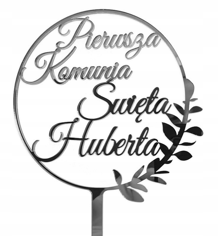 

Topper Pierwsza Komunia Święta Srebrne lustro Imię