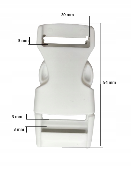 Klamra zatrzaskowa plastikowa 20 mm do paska 10 sztuk biały Kod producenta Klamra zatrzaskowa 20 mm 10 szt biała