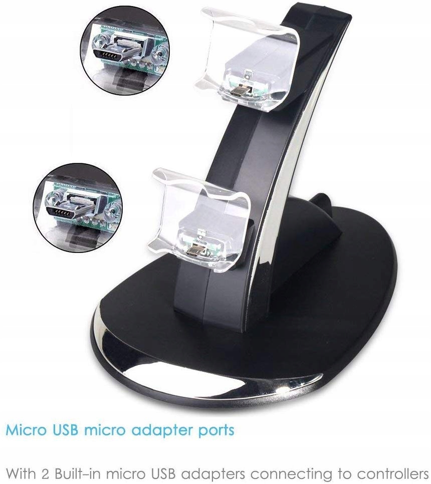 Ładowarka Stacja dokująca 2 x pad PS4 kontroler pady Sposób podłączenia przewodowy