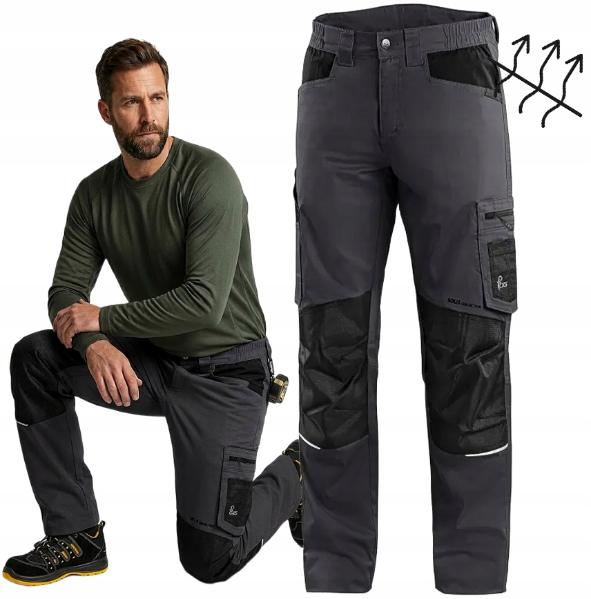 Spodnie Robocze Elastyczne do pasa męskie Monterskie długie Oddychające