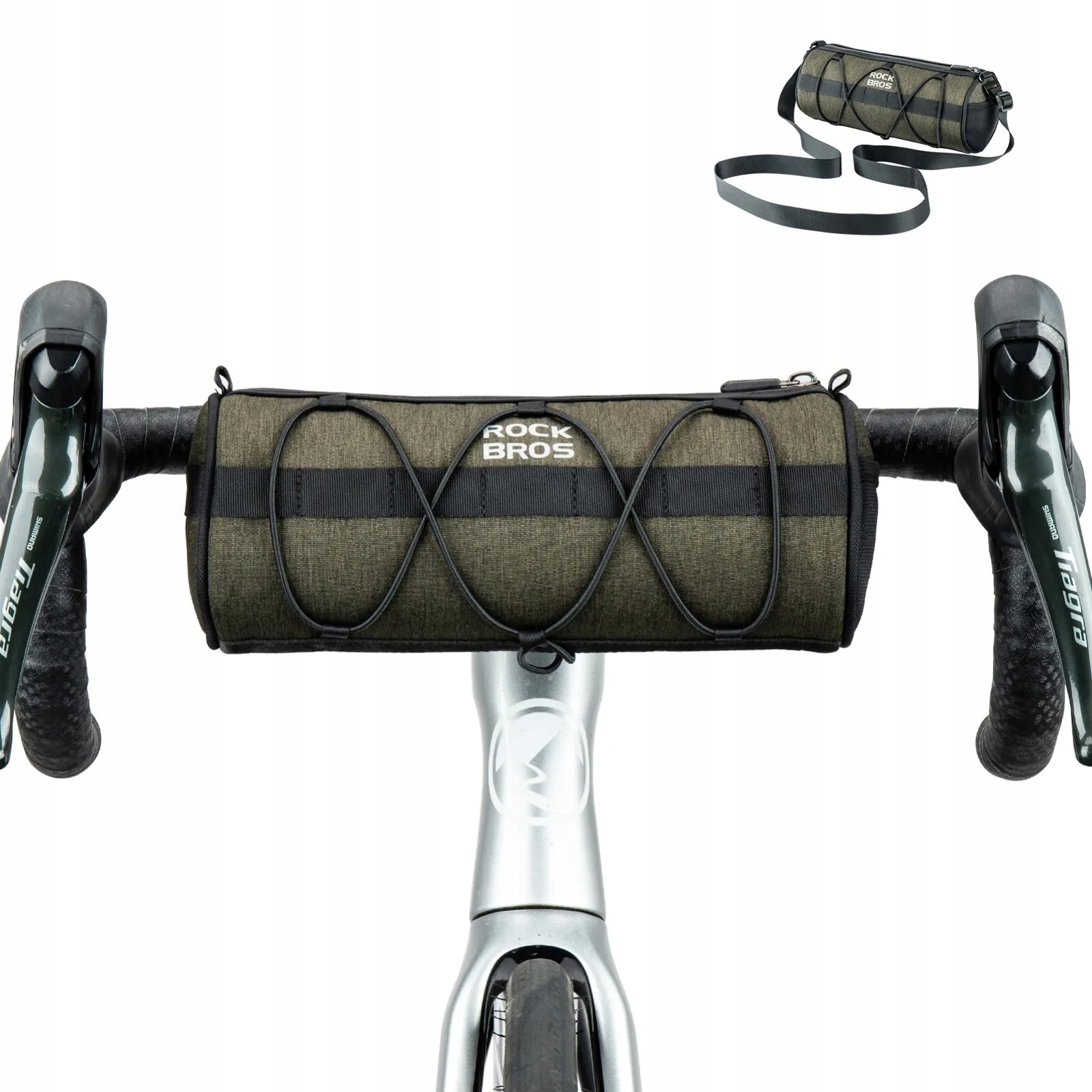 Sakwa rowerowa na kierownicę Szosa Gravel Mtb 2L Rockbros W009 Khaki
