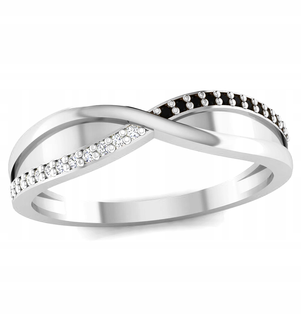Stříbrný Prstýnek PR.925 Bílé A Černé Zirkony