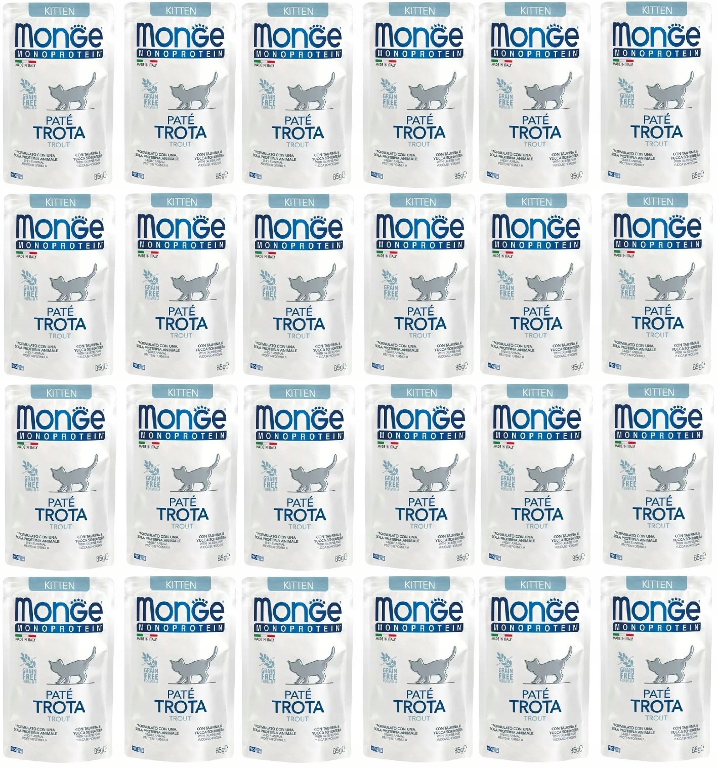 Levně Monge Monoprotein Buste Kitten Pstruh 24x85 g Kitten