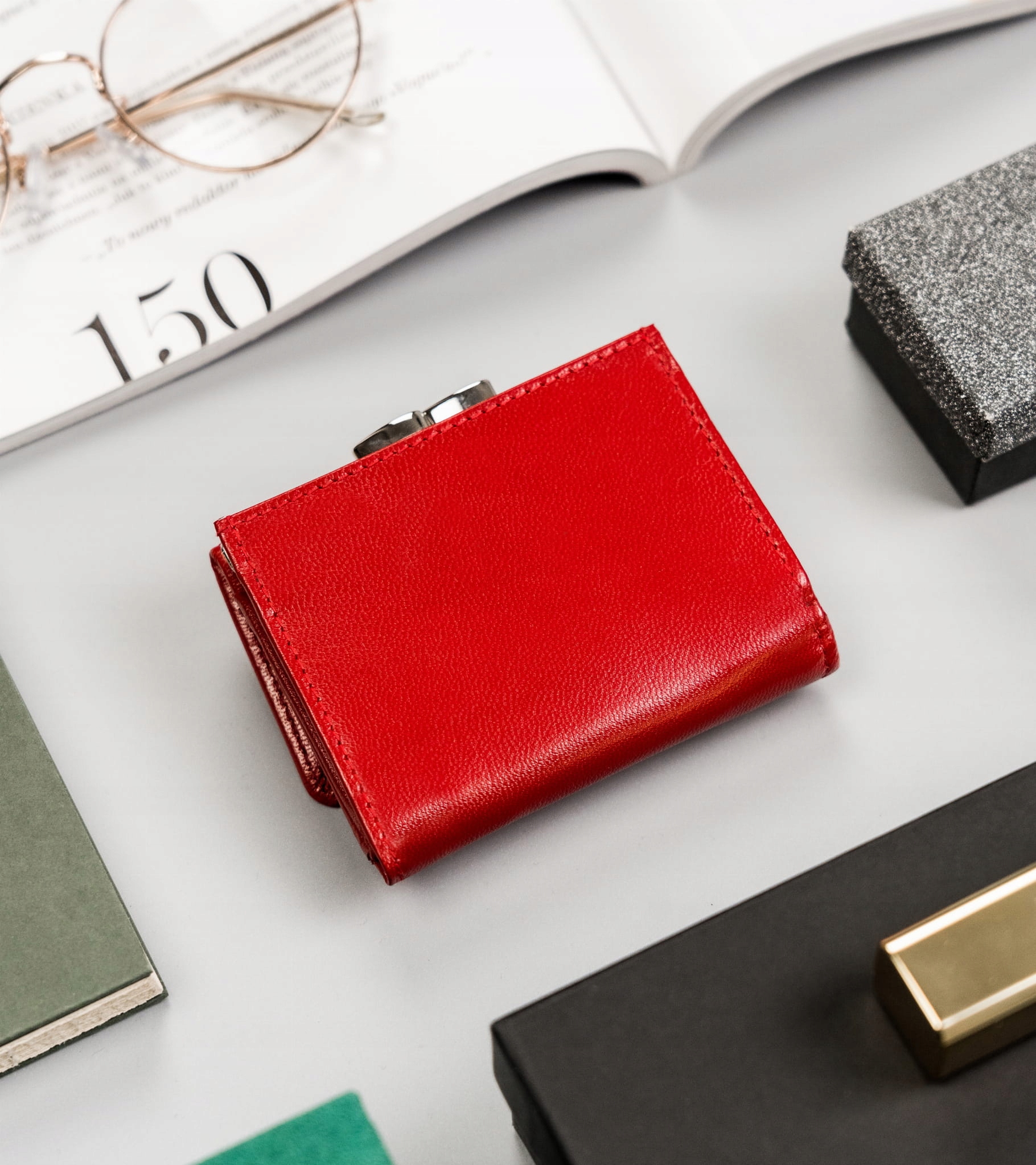 PETERSON portfel damski skórzany mały portmonetka Kod producenta PTN RD-25-GCL RED