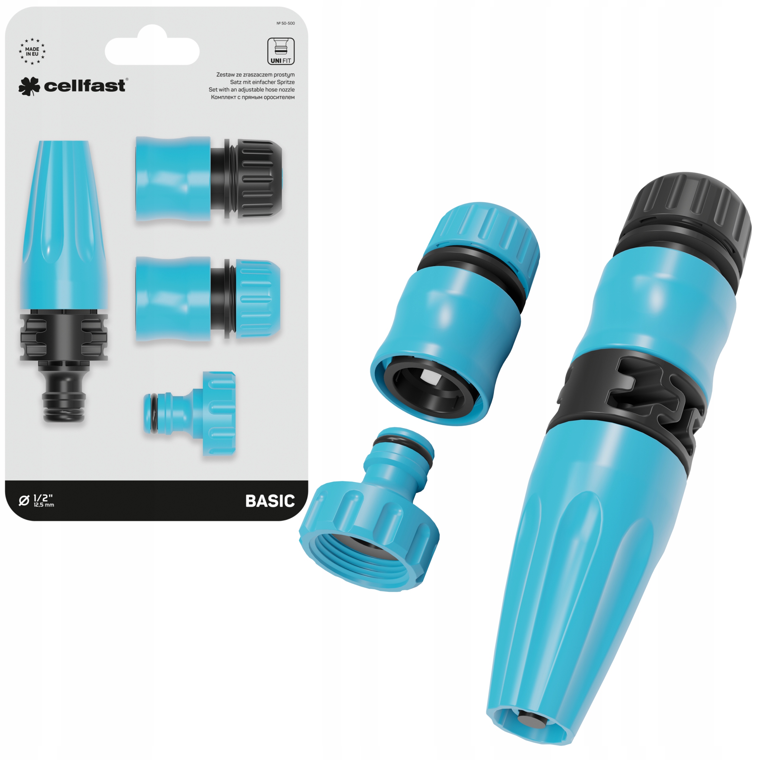 CELLFAST ZESTAW ZRASZACZ PROSTY + ZŁĄCZE 1/2" - 5/8" BASIC 6 bar 50-500