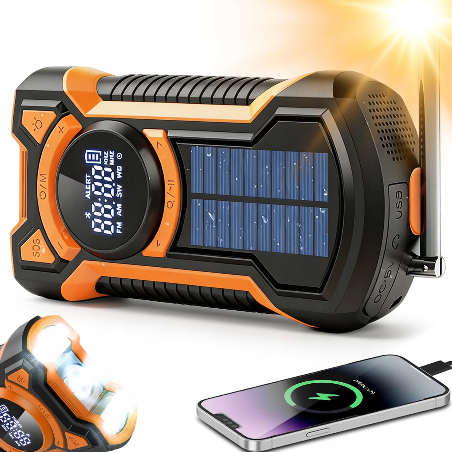 Přenosné Solární Rádio Klika Alarm Dynamo Nouzová Svítilna Rádio Am/fm